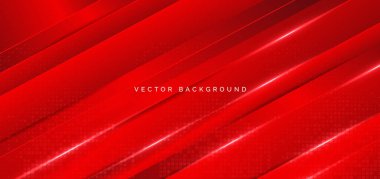 Soyut şablon kırmızı şeritler ve kırmızı neon ışıklı dekor kare desenli. Teknoloji konsepti Vektör illüstrasyonu