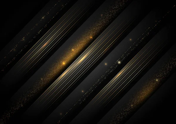 Abstract Black Geometric Diagonal Golden Line Layer Decoration Glitter Dot — Stock Vector