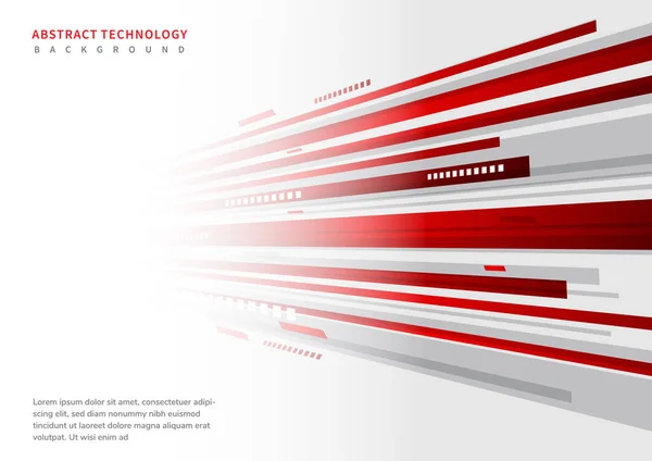 Résumé Technologie Perspective Géométrique Rouge Gris Sur Fond Blanc Vous — Image vectorielle