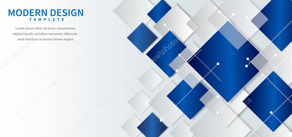 Abstract geometric background with square shape blue and grey overlapping on whie background. You can use for ad, poster, template, business presentation. Vector illustration