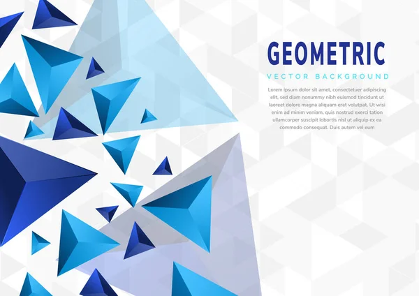 Forma Geométrica Triângulos Azuis Abstratos Fundo Cinza Branco Com Espaço —  Vetores de Stock