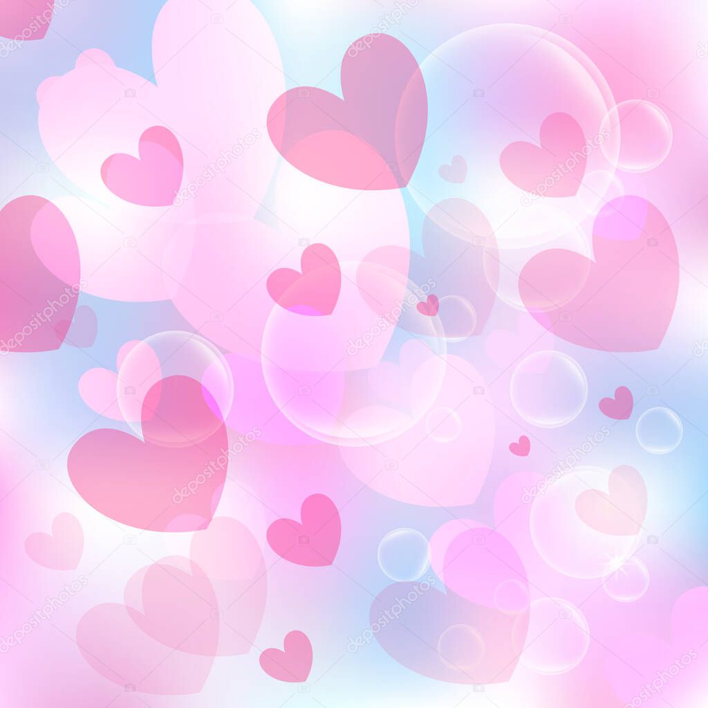 Valentine's day background. Hearts colorful overlapping. Vector illustration