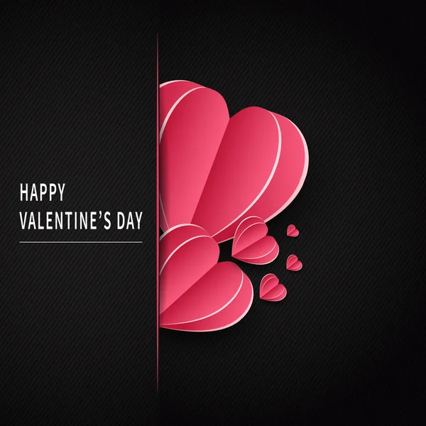Fondo Del Día San Valentín Papel Corazón Cortado Rosa Minimalista — Vector de stock