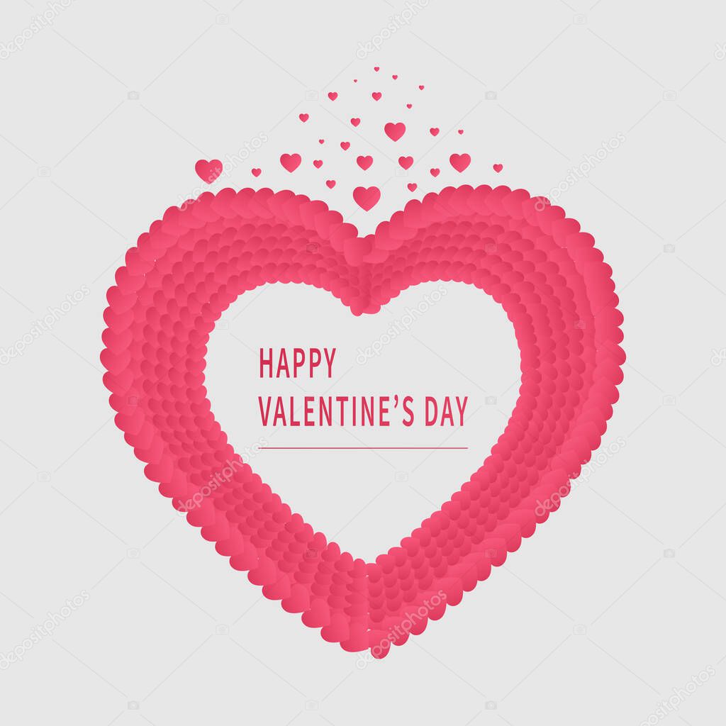 Valentine's day background. Abstract background. Hearts pink overlapping papaer cut card on white backgroungd. Design for valentine's day festival. Vector illustration