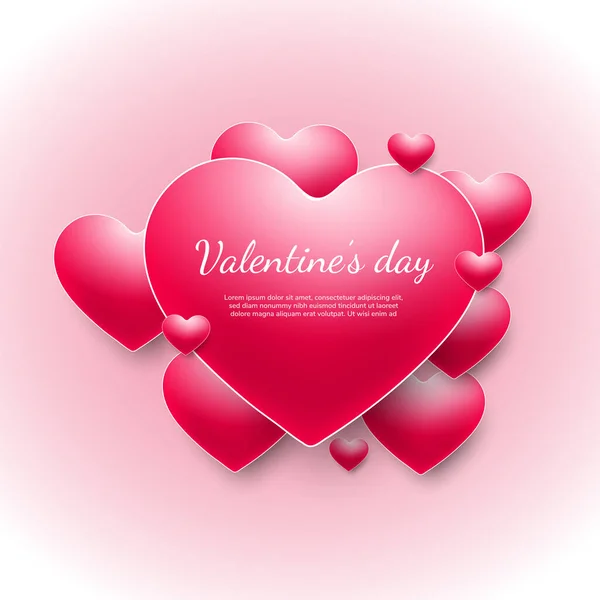 Fondo Del Día San Valentín Corazones Rosa Superpuesta Sobre Fondo — Archivo Imágenes Vectoriales