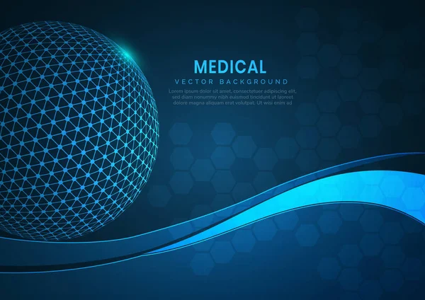 Abstrakter Globus Mit Sechseckigem Muster Medizinischer Innovationstechnologie Gesundheitswesen Vektorillustration — Stockvektor