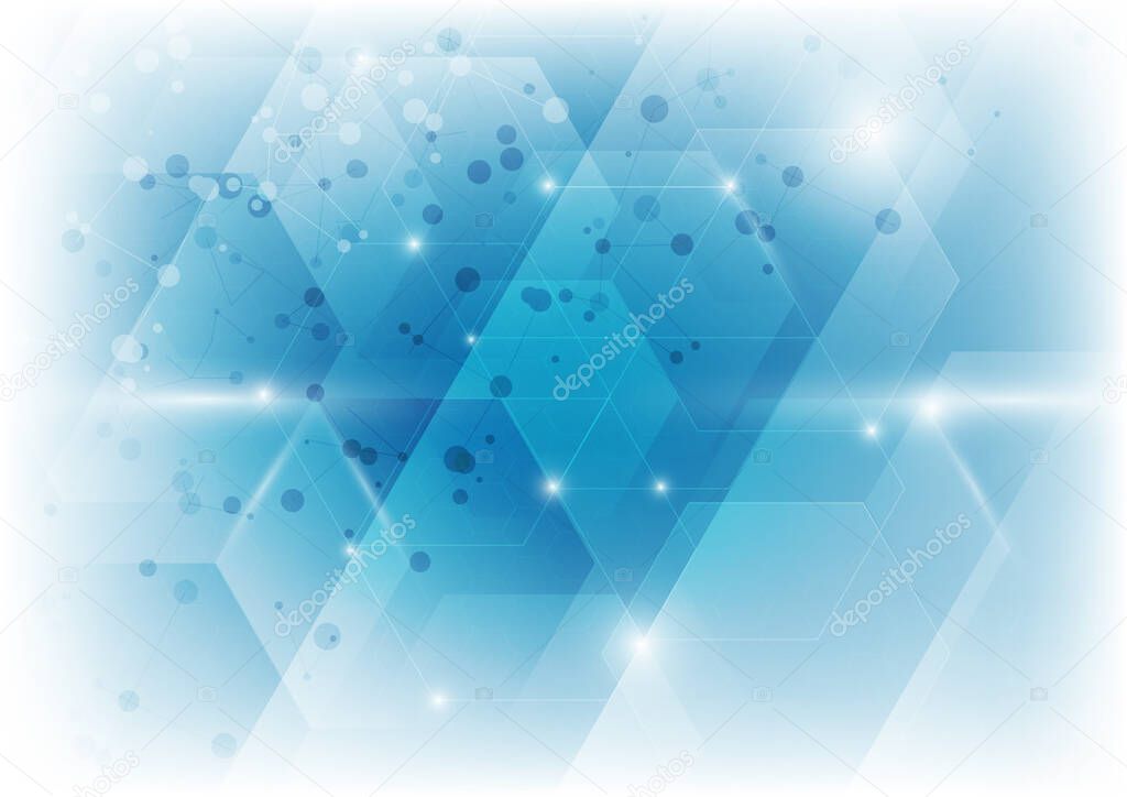 Abstract white and blue hexagon pattern background. Medical and science concept and structure molecule and communication. You can use for ad, poster, template, business presentation. Vector illustration