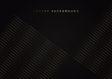 Soyut çizgiler, altın çizgiler, siyah arka planda çapraz çakışma. Lüks bir şekilde. Vektör illüstrasyonu