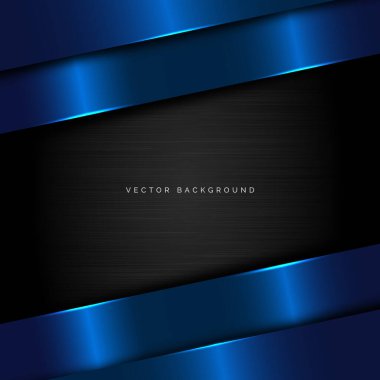 Soyut zarif mavi geometrik örtüşmeler ve siyah arka planda aydınlatma. Reklam, poster, şablon, iş sunumu için kullanabilirsiniz. Vektör illüstrasyonu
