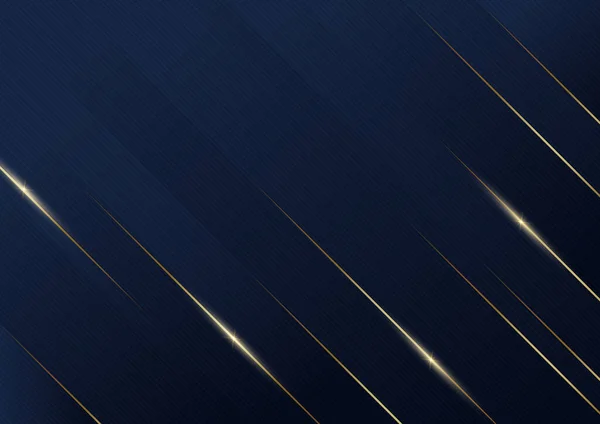 Abstrakte Vorlage Blauer Geometrischer Diagonaler Hintergrund Mit Goldener Linie Luxusstil — Stockvektor