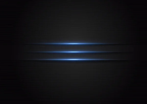 Abstracte Horizontale Blauwe Lichtlijn Metallic Zwarte Achtergrond Met Ruimte Voor — Stockvector