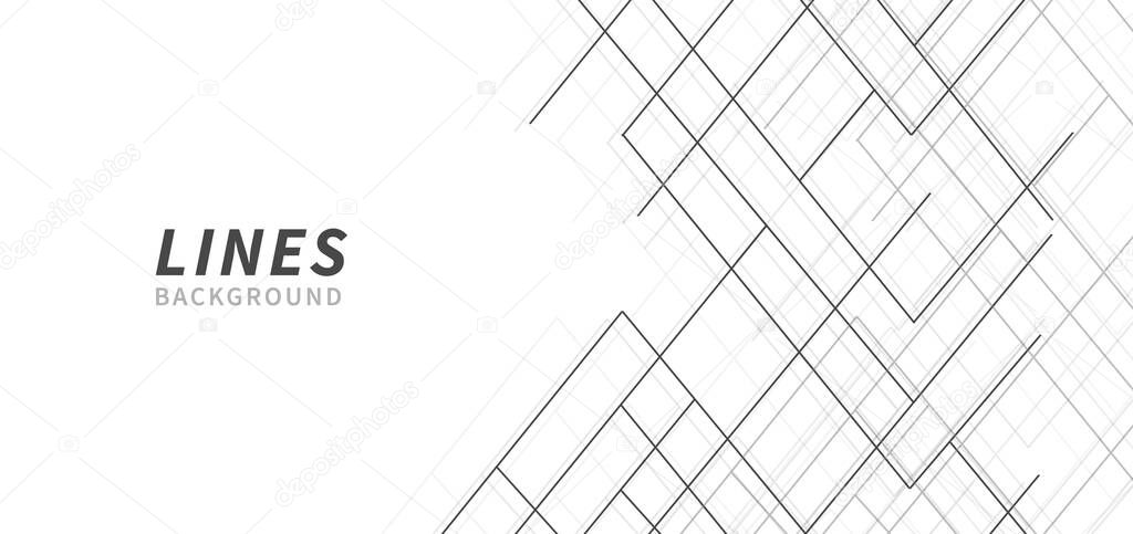 Abstract black and grey lines design on white background with copy space for text. Vector illustration