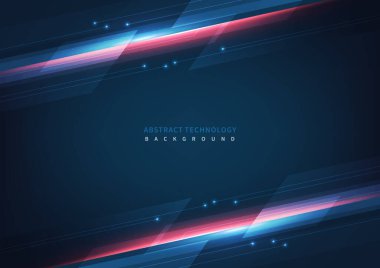 Soyut teknoloji geometrik üst üste binen yüksek hız çizgisi hareket tasarım arkaplanı ve metin için kopyalama alanı. Vektör illüstrasyonu