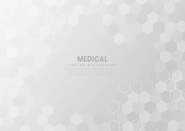 Abstract Alb Gri Hexagon Model Fundal Conceptul Medical Științific Puteți — Vector de stoc