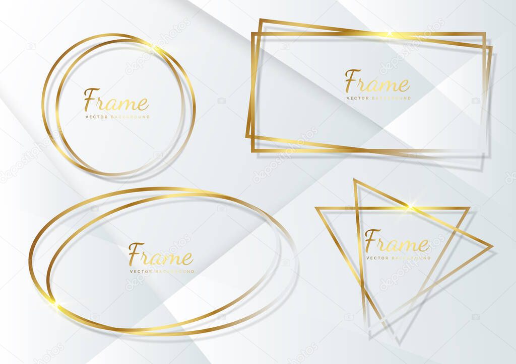 Set of cirle, ellipse,  rectangle, triangle, luxury frame on white background. Vector illustration