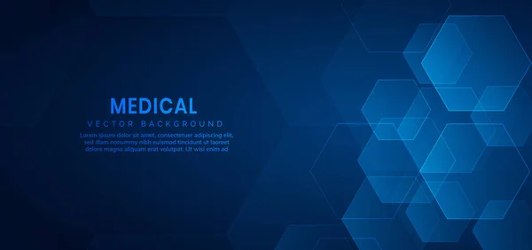 青色の背景に六角形の模様がある 医学と科学の概念 ベクターイラスト — ストックベクタ
