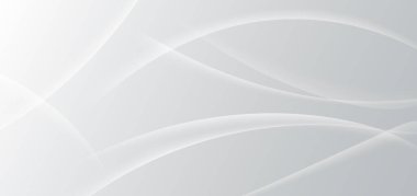 Dinamik dalga şekilli soyut beyaz ve gri arkaplan. Reklam, poster, şablon, iş sunumu için kullanabilirsiniz. Vektör illüstrasyonu