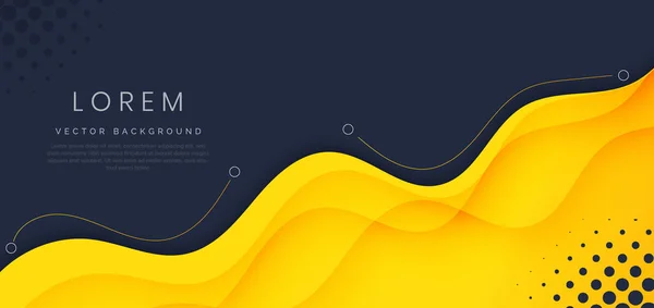 Banner Web Moderno Amarillo Naranja Forma Fluida Sobre Fondo Azul — Vector de stock