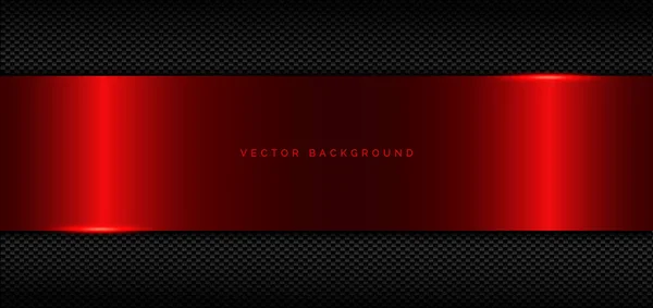 Abstract Metallic Elegant Red Frame Design Template Black Carbon Fiber — Stock Vector
