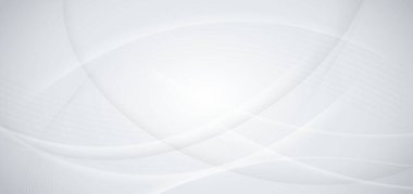 Dinamik dalga şekilli soyut beyaz ve gri arkaplan. Reklam, poster, şablon, iş sunumu için kullanabilirsiniz. Vektör illüstrasyonu