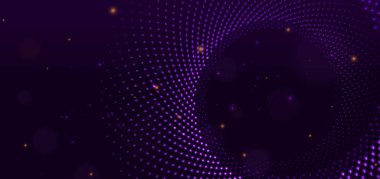 Fütürist yüksek teknoloji ağı koyu arkaplanda mor nokta bağlantısı. Vektör illüstrasyonu