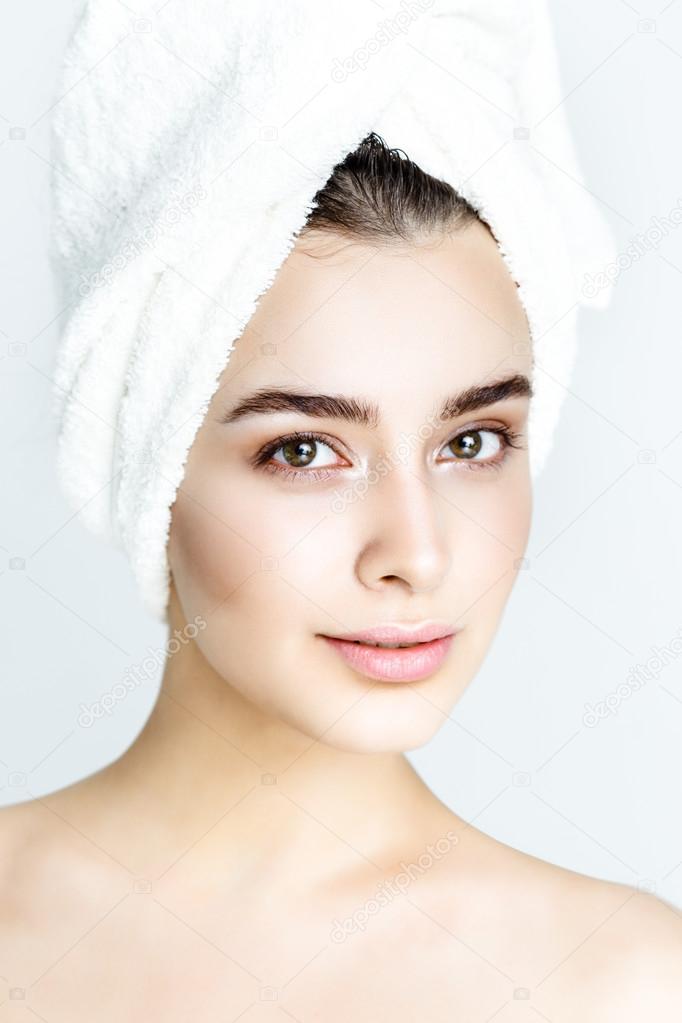 beautiful woman with white towel
