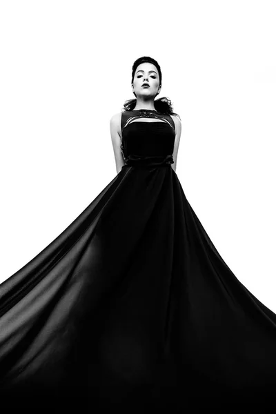 Woman wearing black evening dress — Stock Photo, Image