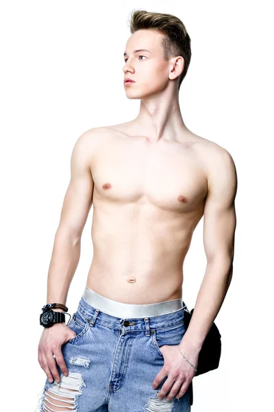 Beautiful man with naked torso — Stock Photo, Image