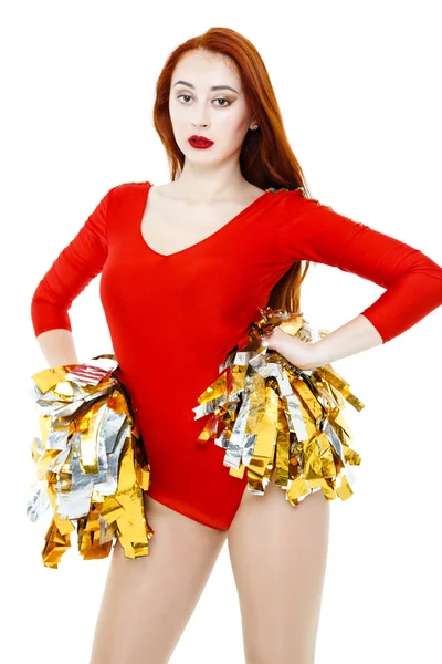 Rothaarige Cheerleader in einem roten — Stockfoto
