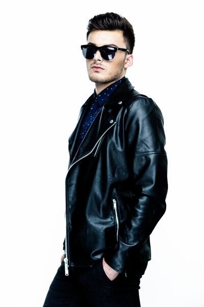  guy wearing leather jacket