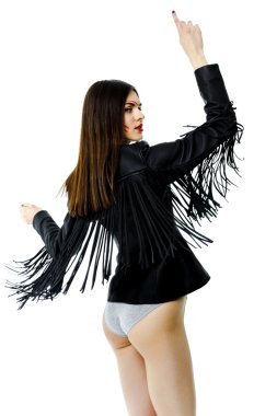 kadın siyah deri ceket