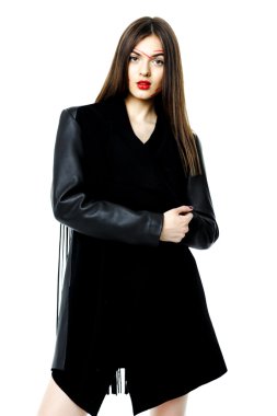 kadın siyah deri ceket