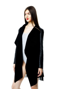 kadın siyah deri ceket