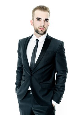 Yakışıklı sakallı işadamı