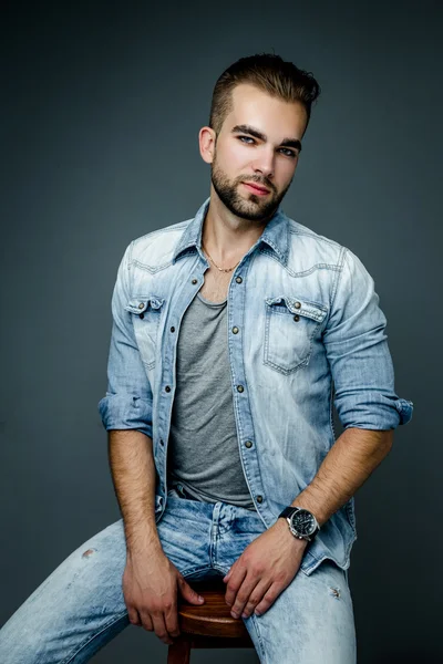 Handsome bearded man in studio — Stock Photo, Image