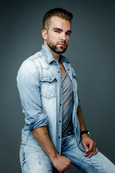 Handsome bearded man in studio — Stock Photo, Image