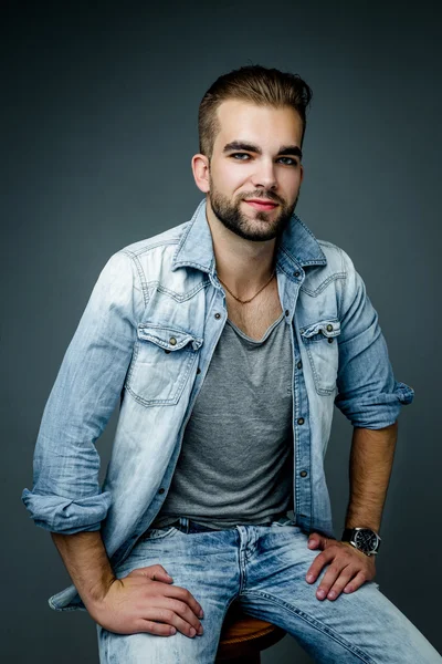 Handsome bearded man in studio — Stock Photo, Image