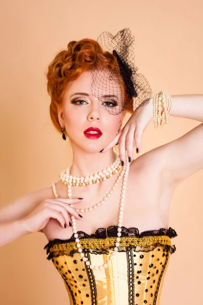 Cabaret woman in corset — Stock Photo, Image