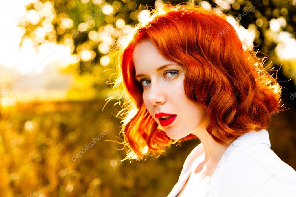 Redheaded woman face