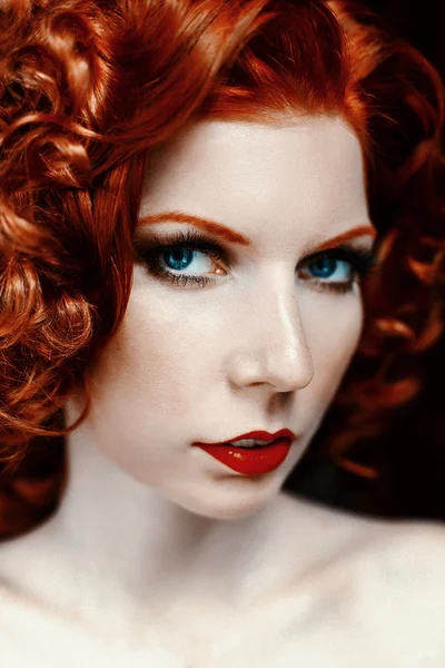 Red-haired girl face — Stock Photo, Image