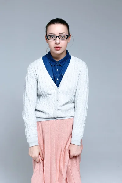 Nerdy woman in glasses — Stock Photo, Image