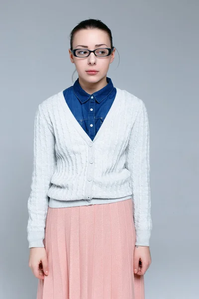 Nerdy woman in glasses — Stock Photo, Image