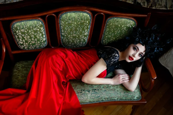 Woman wearing red dress — Stock Photo, Image