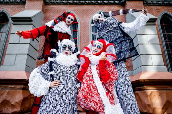 Czterech wesoły klaunów — Zdjęcie stockowe