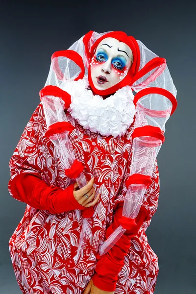 Ritratto ravvicinato con clown allegro — Foto Stock
