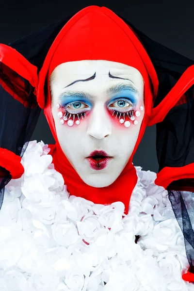 Ritratto ravvicinato con clown allegro — Foto Stock