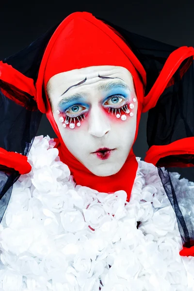 Ritratto ravvicinato con clown allegro — Foto Stock