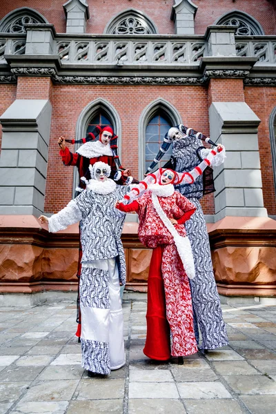 Quattro allegro clown — Foto Stock