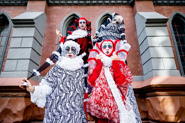 Quattro allegro clown — Foto Stock