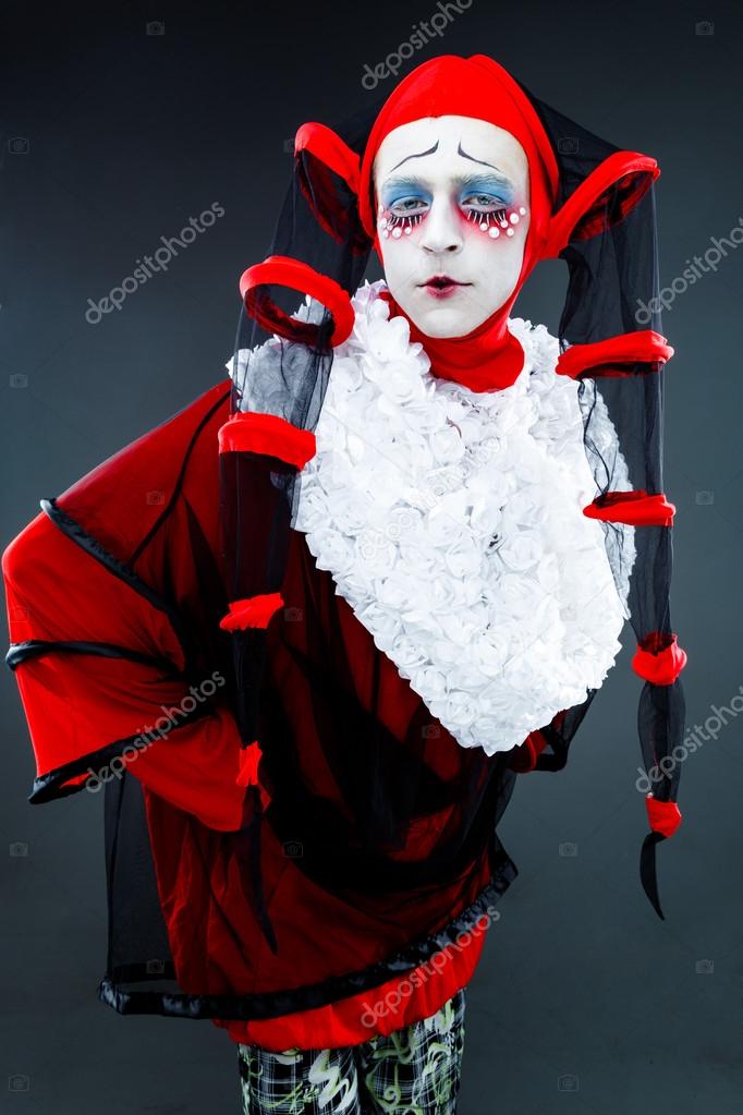 Bouchent Portrait Avec Clown Joyeux Photographie Smmartynenko C